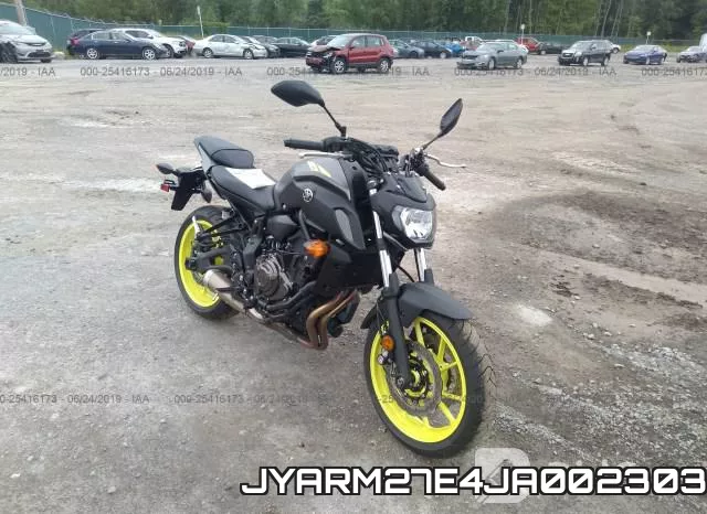 JYARM27E4JA002303 2018 Yamaha MT07