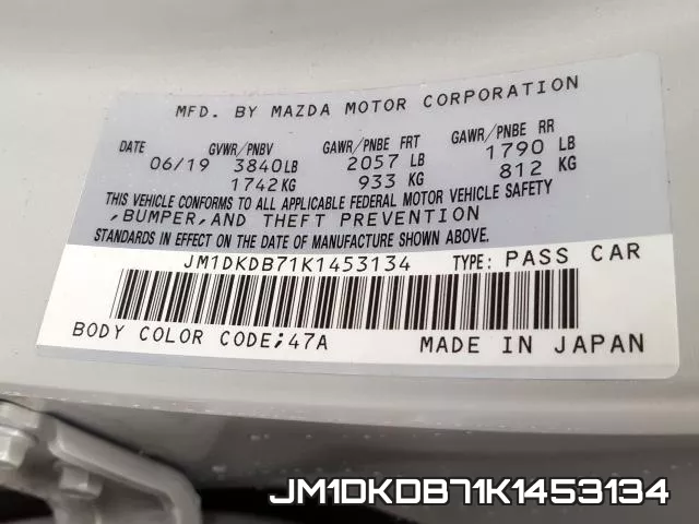 JM1DKDB71K1453134 2019 Mazda CX-3, Sport