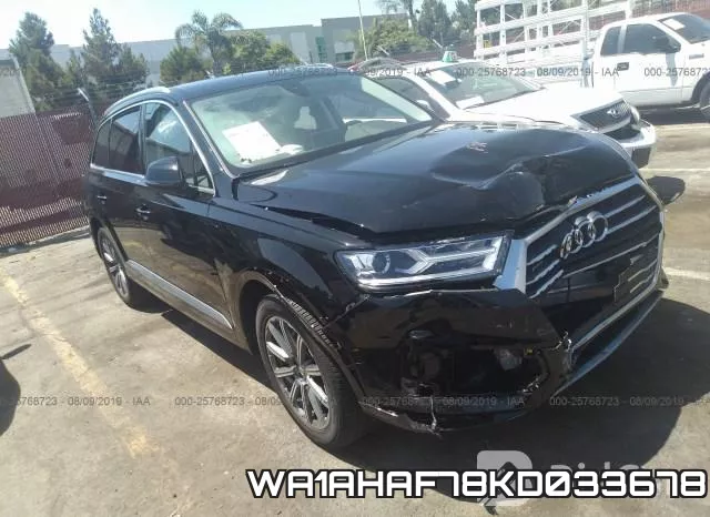 WA1AHAF78KD033678 2019 Audi Q7, Premium/Se Premium