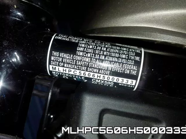 MLHPC5606H5000333 2017 Honda CMX500