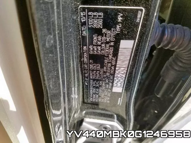 YV440MBK0G1246958 2016 Volvo XC70, T5