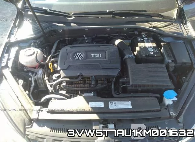 3VW5T7AU1KM001632 2019 Volkswagen Golf GTI,  Autobahn/S/Se/Rabbit Edit