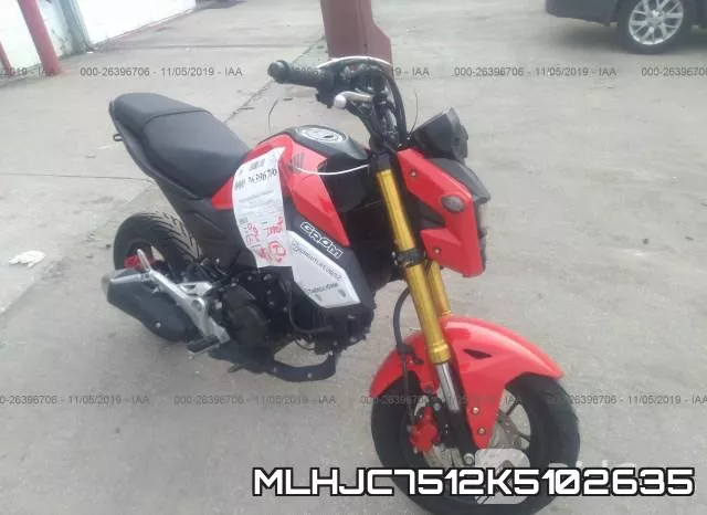 MLHJC7512K5102635 2019 Honda GROM, 125