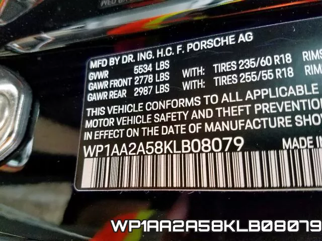 WP1AA2A58KLB08079 2019 Porsche Macan