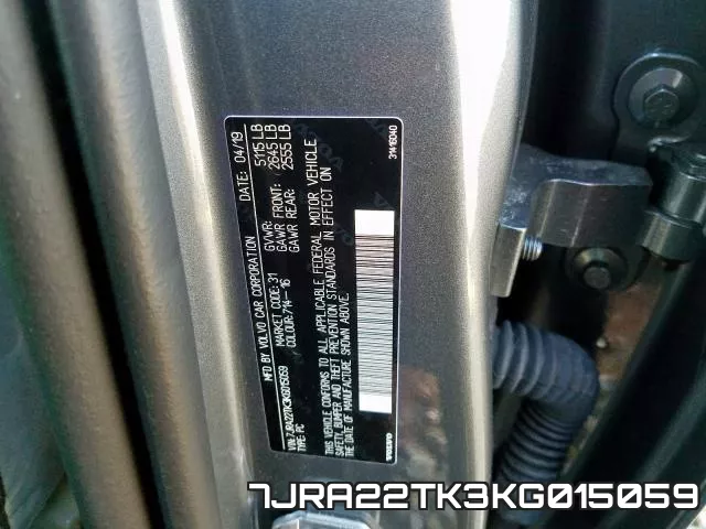 7JRA22TK3KG015059 2019 Volvo S60, T6 Momentum