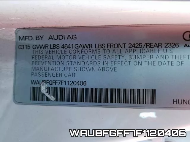 WAUBFGFF7F1120406 2015 Audi S3, Premium Plus
