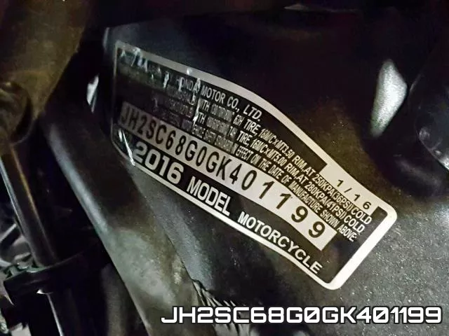 JH2SC68G0GK401199 2016 Honda GL1800