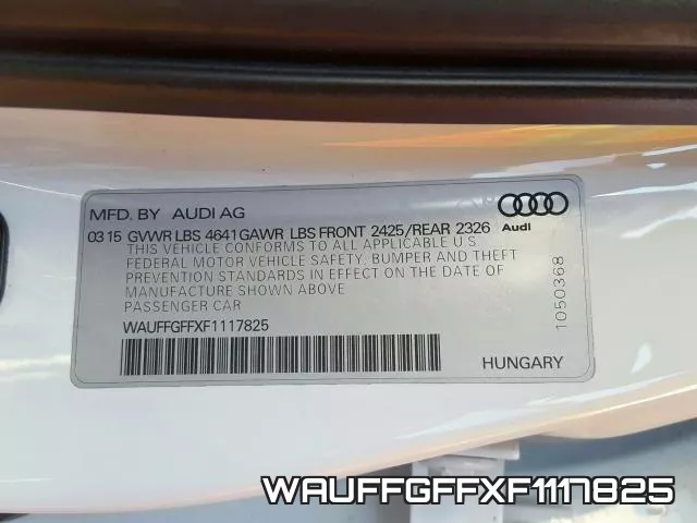 WAUFFGFFXF1117825 2015 Audi S3, Prestige