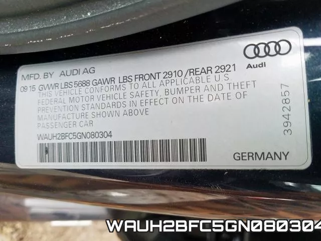 WAUH2BFC5GN080304 2016 Audi S6, Prestige