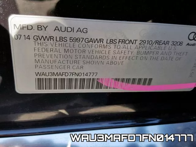 WAU3MAFD7FN014777 2015 Audi A8, L Tdi Quattro