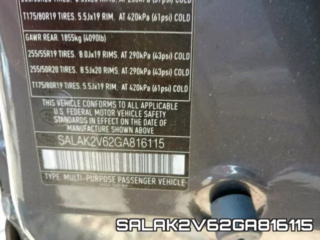 SALAK2V62GA816115 2016 Land Rover LR4, Hse Luxury