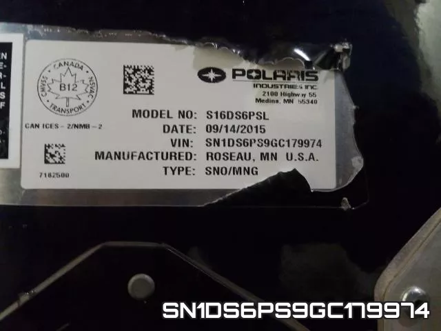 SN1DS6PS9GC179974 2016 Polaris Snowmobile
