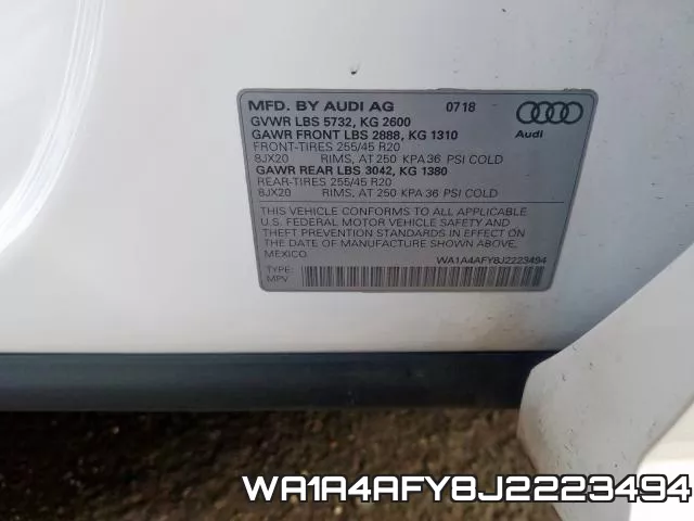 WA1A4AFY8J2223494 2018 Audi SQ5, Premium Plus