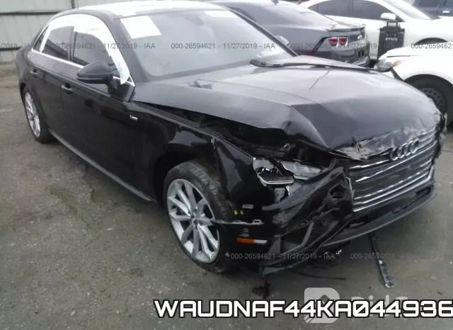 WAUDNAF44KA044936 2019 Audi A4, Premium