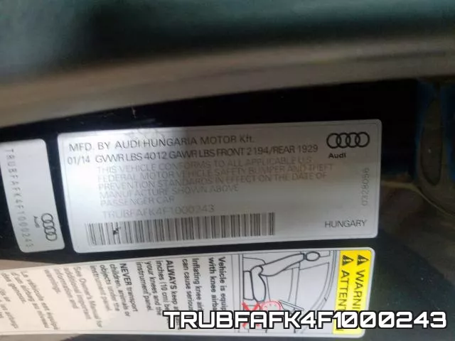 TRUBFAFK4F1000243 2015 Audi TT