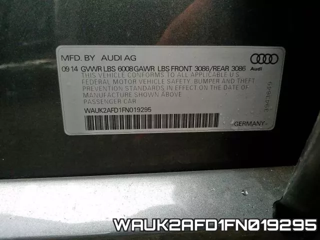 WAUK2AFD1FN019295 2015 Audi S8, Quattro