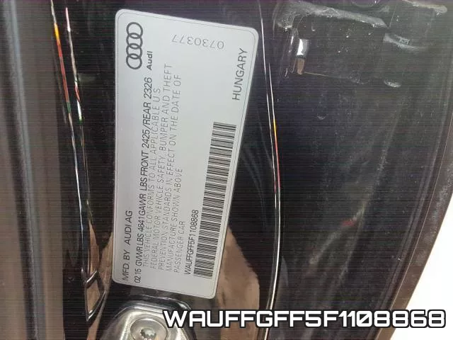 WAUFFGFF5F1108868 2015 Audi S3, Prestige