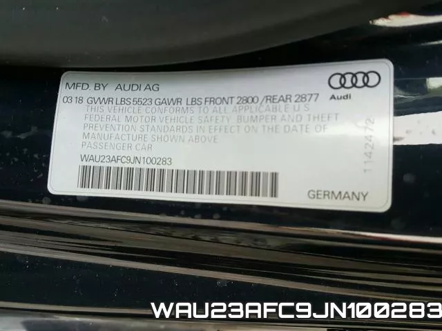 WAU23AFC9JN100283 2018 Audi A7, Prestige