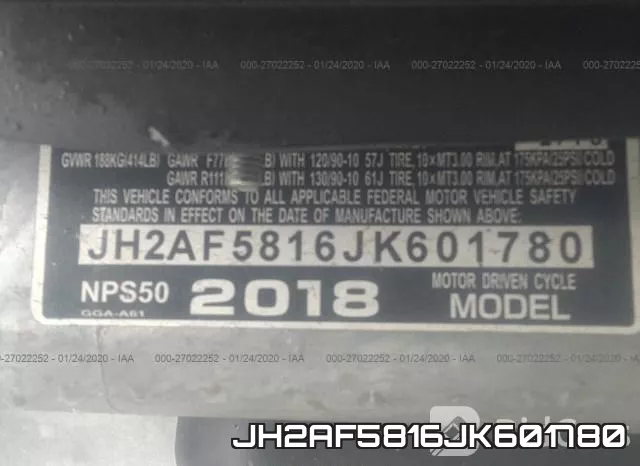 JH2AF5816JK601780 2018 Honda NPS50