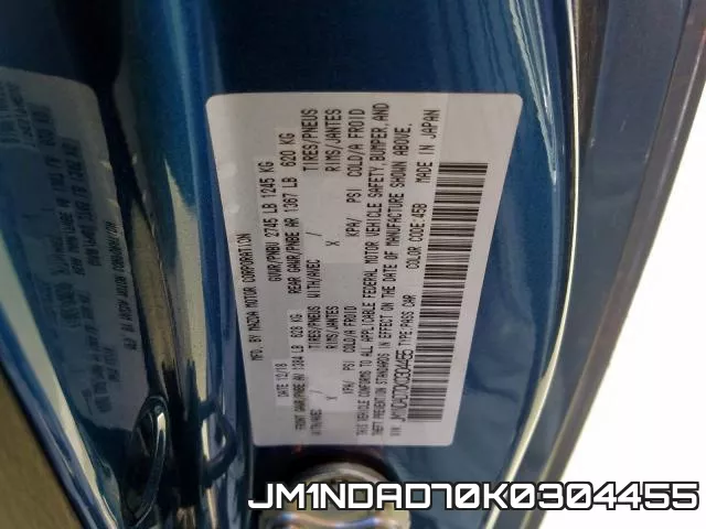 JM1NDAD70K0304455 2019 Mazda MX-5, Grand Touring