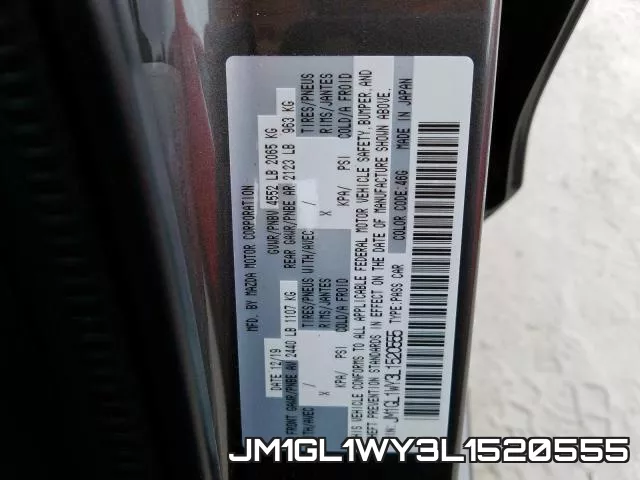 JM1GL1WY3L1520555 2020 Mazda 6, Grand Touring Reserve