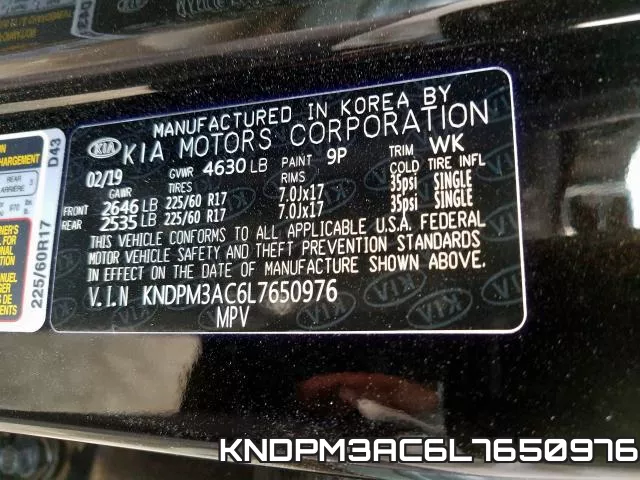 KNDPM3AC6L7650976 2020 KIA Sportage, LX