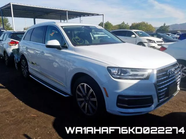 WA1AHAF76KD022274 2019 Audi Q7, Premium