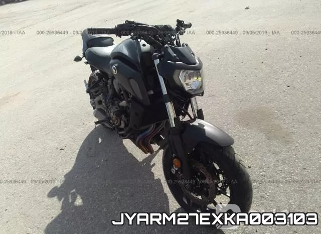 JYARM27EXKA003103 2019 Yamaha MT07