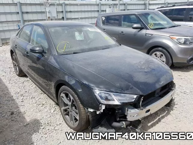 WAUGMAF40KA106560 2019 Audi A4, Premium