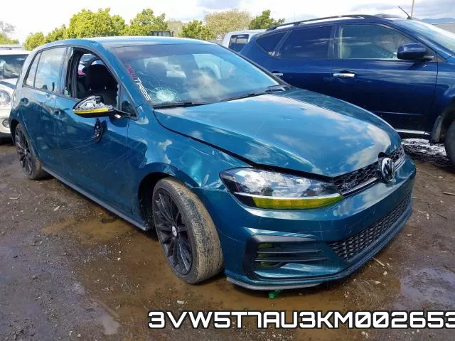 3VW5T7AU3KM002653 2019 Volkswagen Golf GTI,  Autobahn