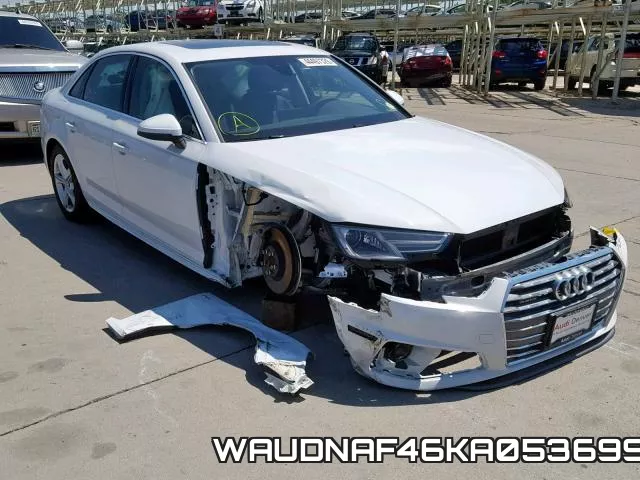 WAUDNAF46KA053699 2019 Audi A4, Premium