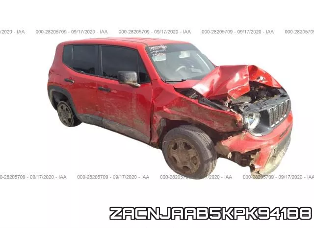 ZACNJAAB5KPK94188 2019 Jeep Renegade, Sport