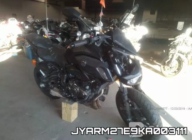 JYARM27E9KA003111 2019 Yamaha MT07