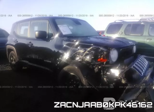 ZACNJAAB0KPK46162 2019 Jeep Renegade, Sport