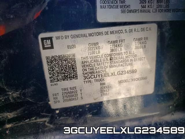3GCUYEELXLG234589 2020 Chevrolet Silverado, K1500 Rst