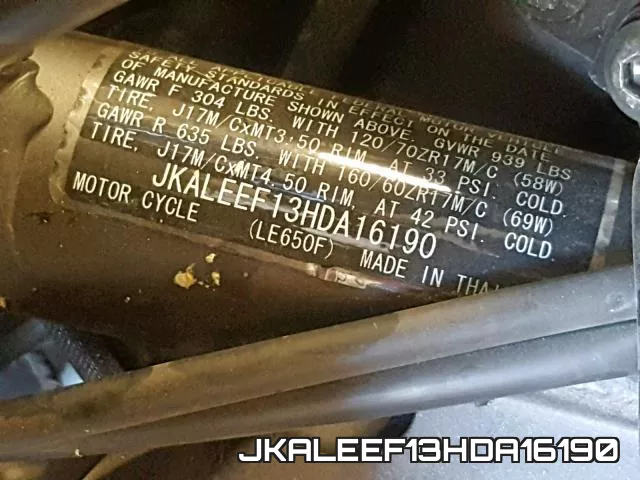 JKALEEF13HDA16190 2017 Kawasaki KLE650, F