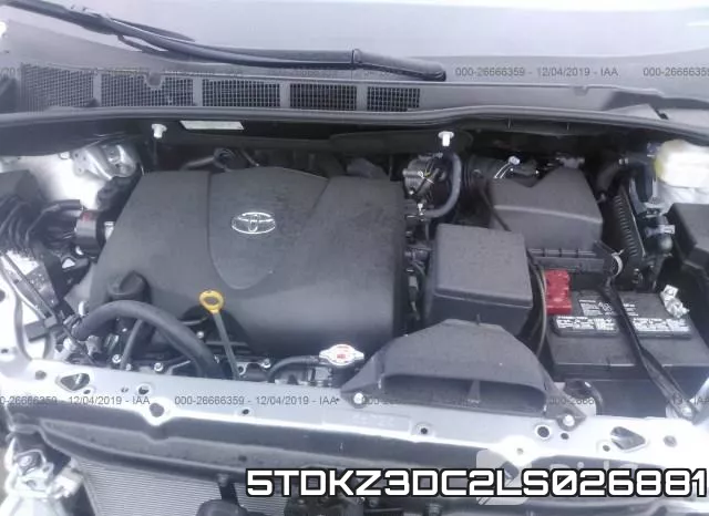 5TDKZ3DC2LS026881 2020 Toyota Sienna, LE
