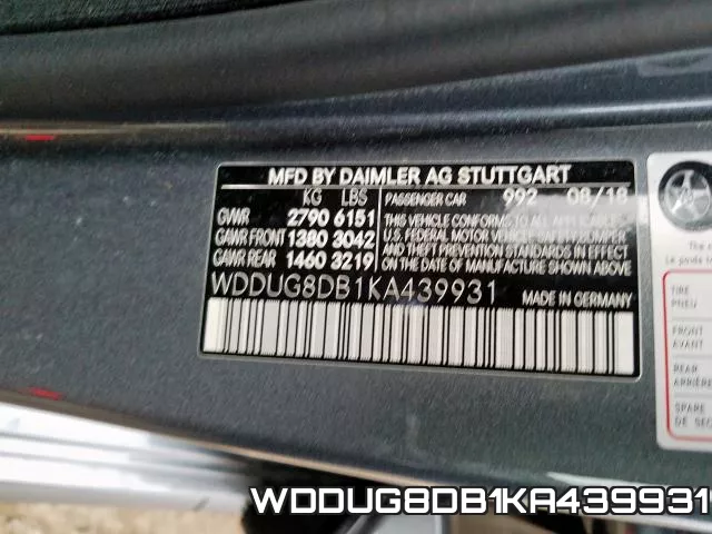 WDDUG8DB1KA439931 2019 Mercedes-Benz S-Class,  560