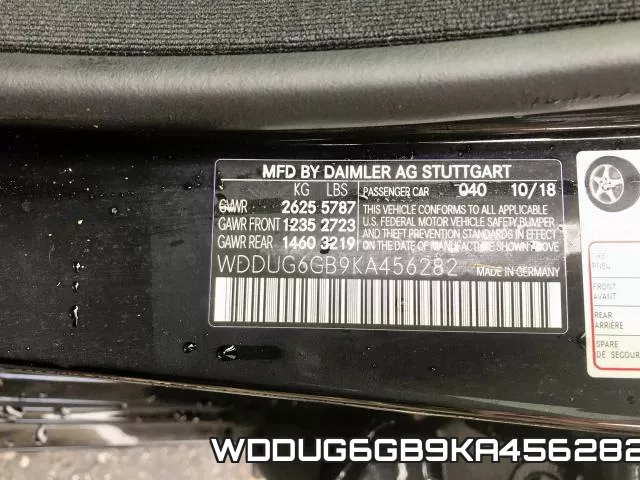 WDDUG6GB9KA456282 2019 Mercedes-Benz S-Class,  450