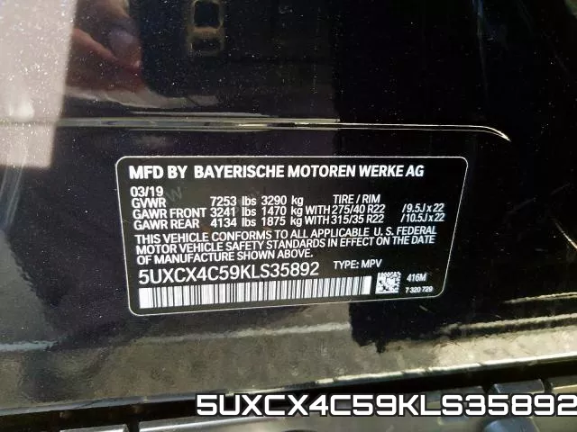 5UXCX4C59KLS35892 2019 BMW X7, Xdrive50I
