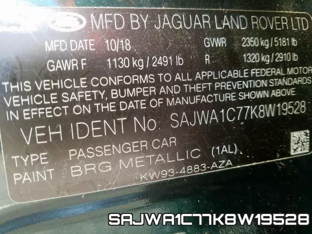 SAJWA1C77K8W19528 2019 Jaguar XJ, R - Sport