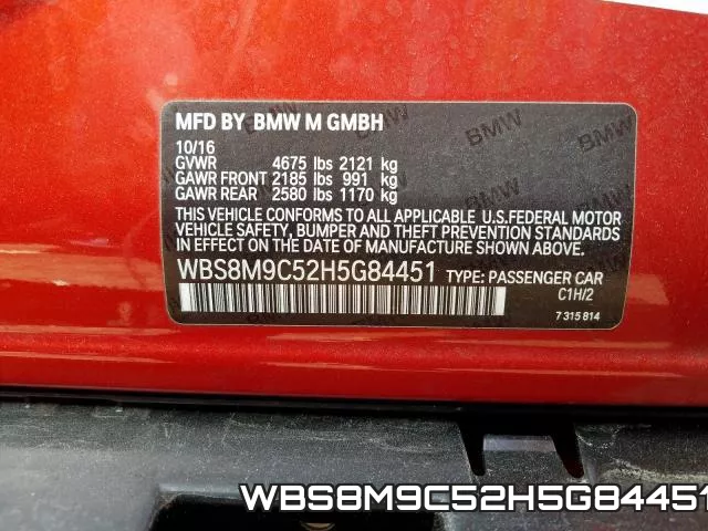 WBS8M9C52H5G84451 2017 BMW M3