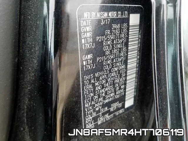 JN8AF5MR4HT706119 2017 Nissan Juke,  S
