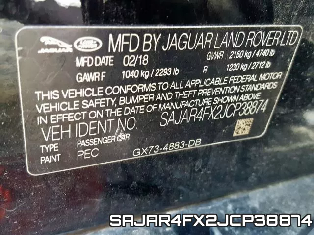 SAJAR4FX2JCP38874 2018 Jaguar XE