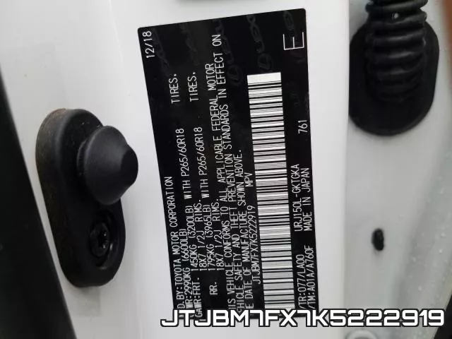 JTJBM7FX7K5222919 2019 Lexus GX, 460
