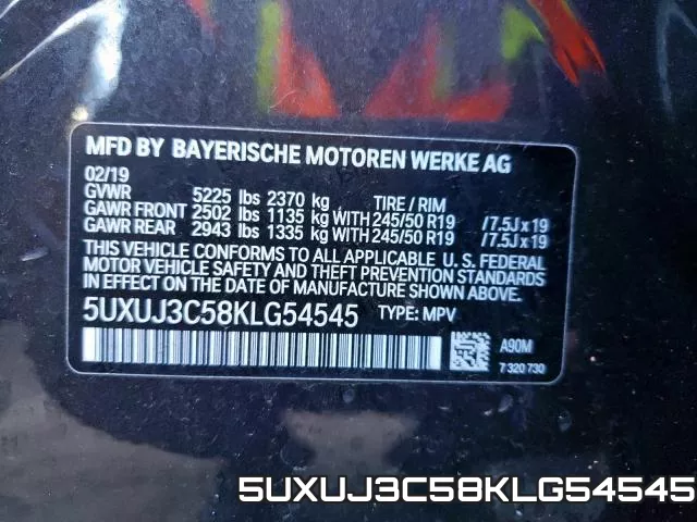5UXUJ3C58KLG54545 2019 BMW X4, Xdrive30I