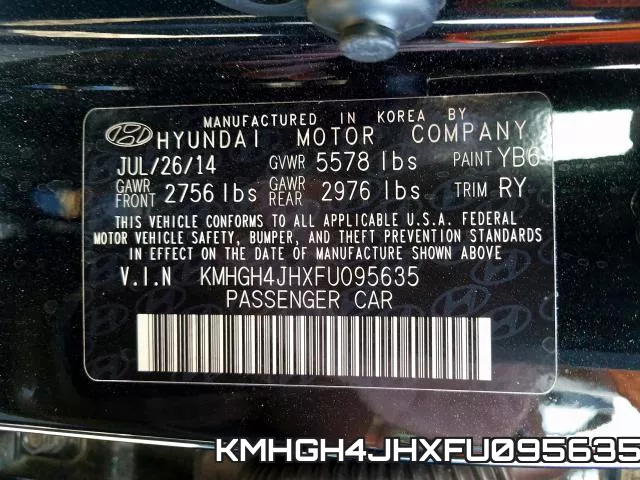 KMHGH4JHXFU095635 2015 Hyundai Equus, Signature