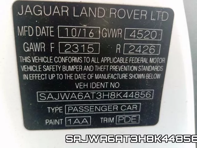 SAJWA6AT3H8K44856 2017 Jaguar F-Type