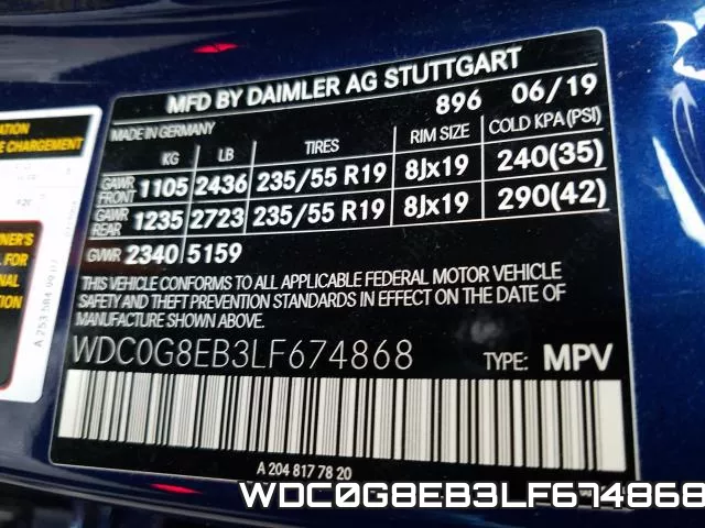 WDC0G8EB3LF674868 2020 Mercedes-Benz GLC-Class,  300 4Matic
