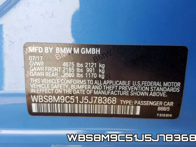 WBS8M9C51J5J78368 2018 BMW M3